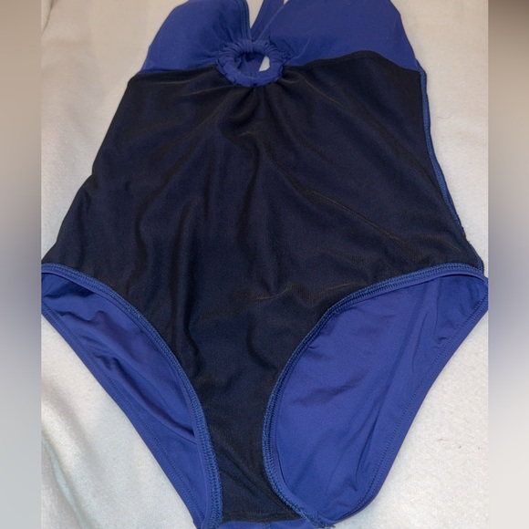 Tommy Bahama Swimsuit Mare Navy Royal One Piece grommet ring 12 tummy control - Picture 6 of 9